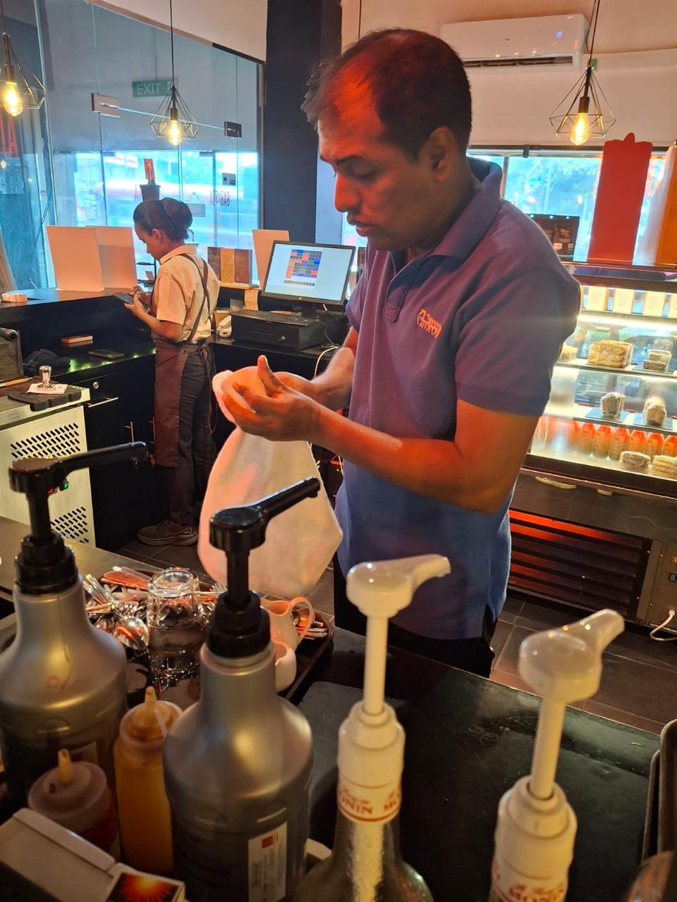 Lahiru starting his training at Barista